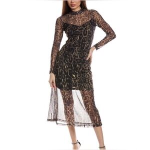 All Saints Hanna Mesh Animal Print Dress, New without tags